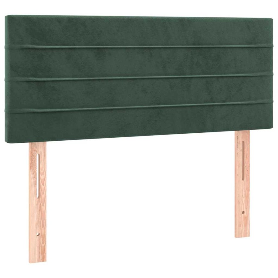 Cama box spring colchón y LED terciopelo verde oscuro