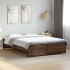 Estructura cama madera ingeniería metal marrón roble 140x200