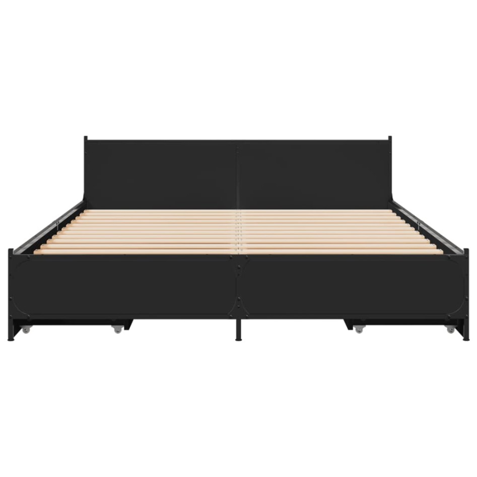 Cama con cajones madera de ingeniería negro 120x200