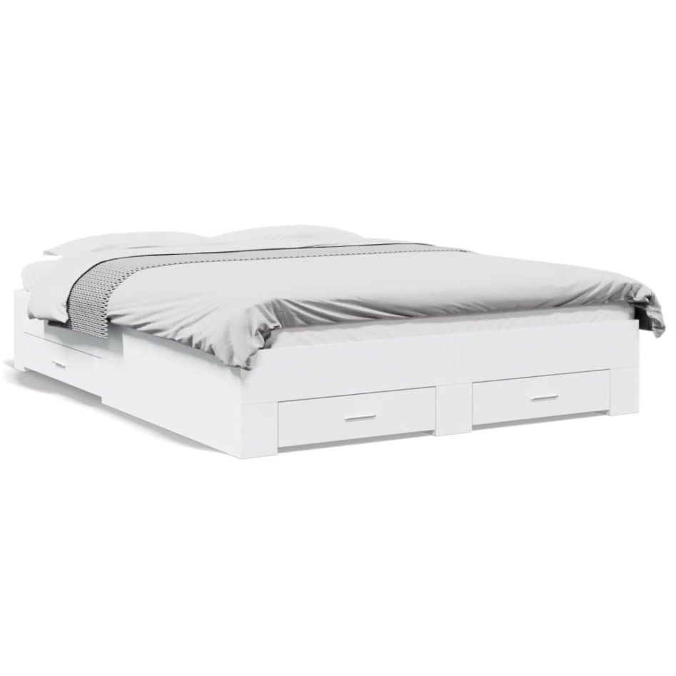 Cama con cajones madera de ingeniería blanco 140x200