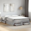 Cama con cajones madera ingeniería gris hormigón 160x200 cm
