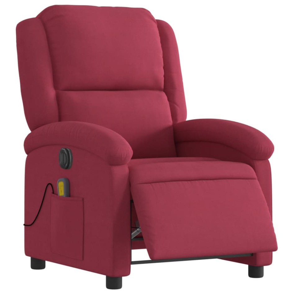Sillón reclinable de masaje eléctrico terciopelo rojo