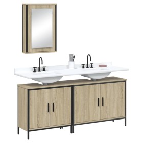 Set de muebles de baño 3 pzas madera contrachapada roble