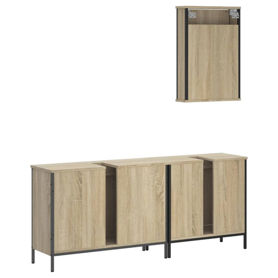 Set de muebles de baño 3 pzas madera contrachapada roble
