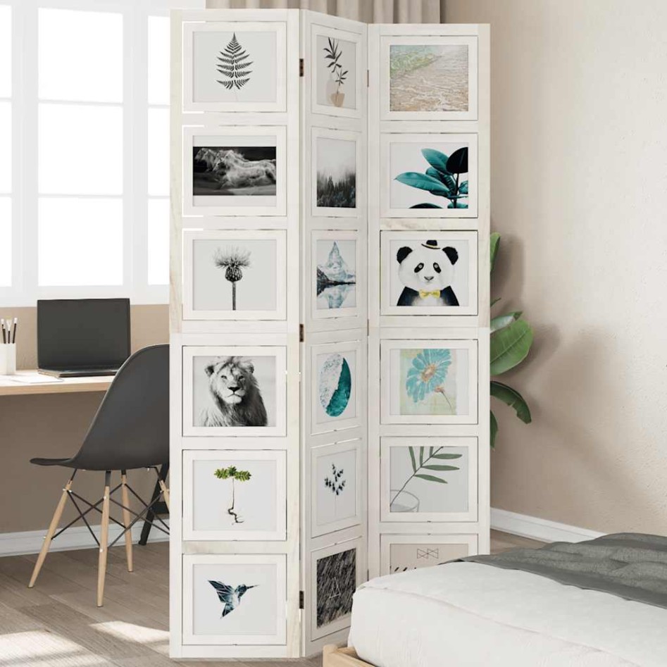 Biombo separador de 3 paneles madera maciza Paulownia