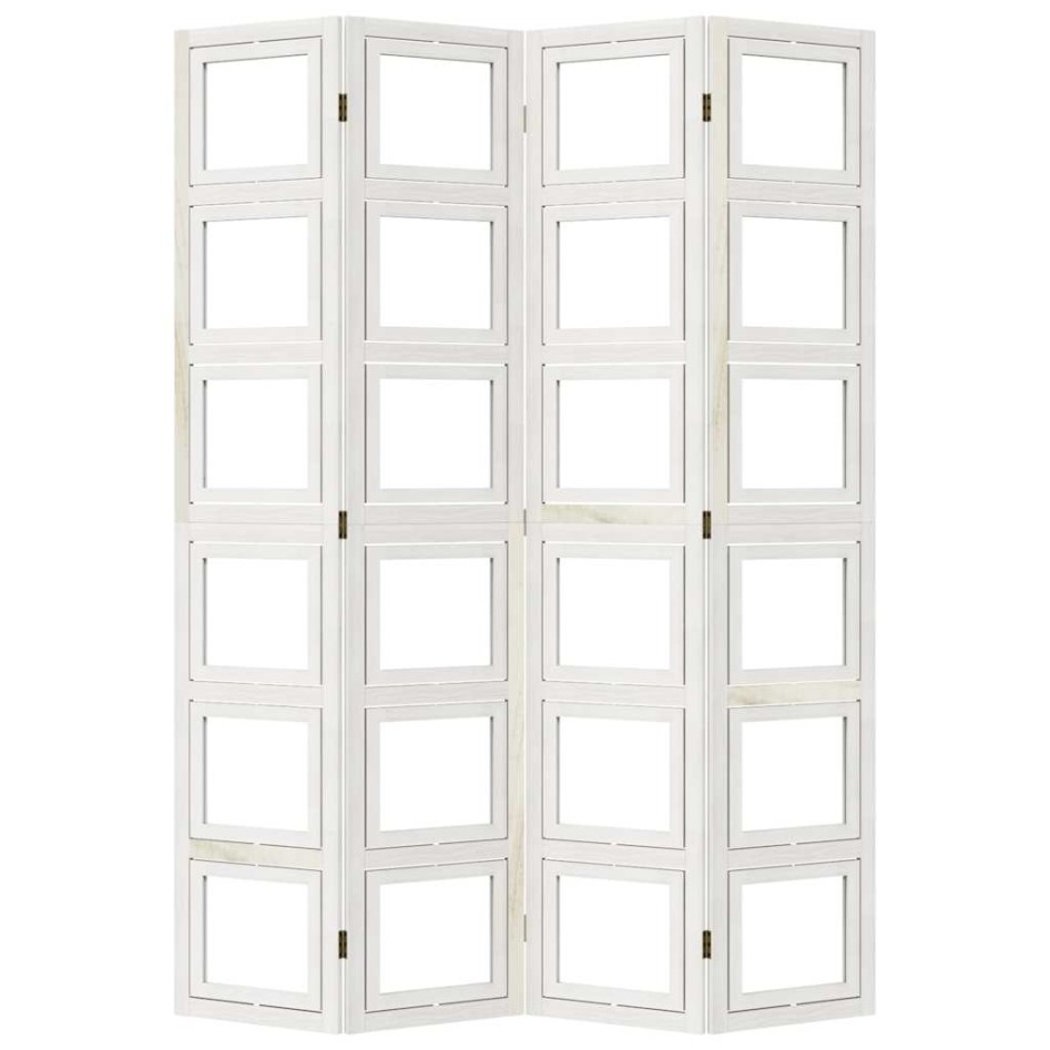 Biombo separador de 4 paneles madera maciza Paulownia