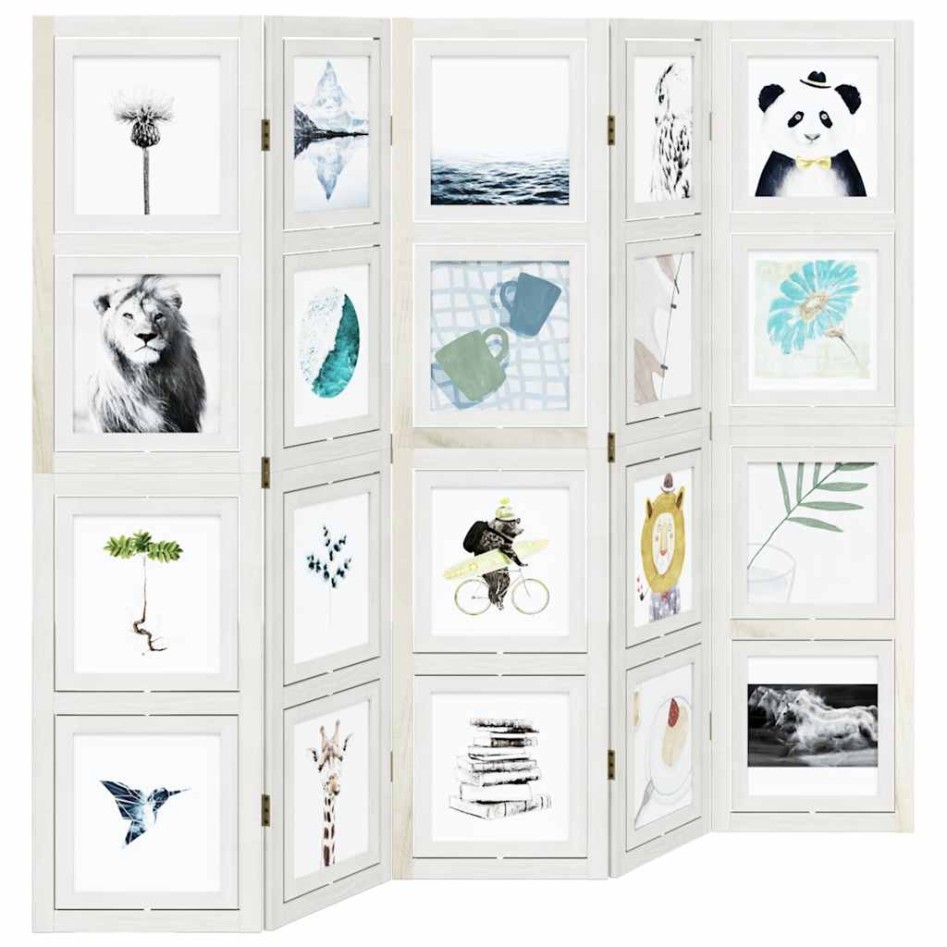 Biombo separador de 5 paneles madera maciza Paulownia