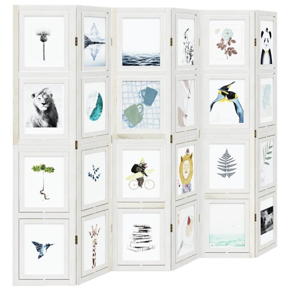 Biombo separador de 6 paneles madera maciza Paulownia