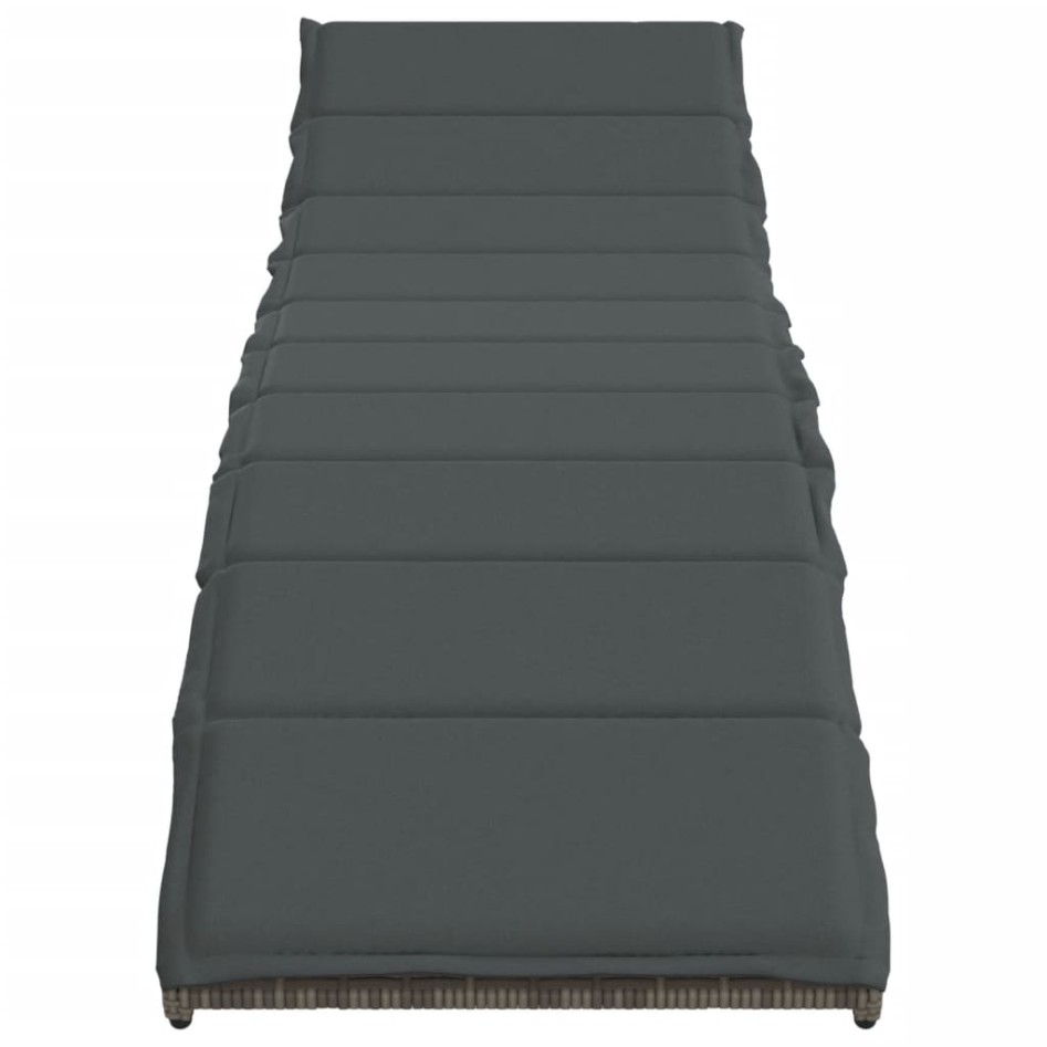 Tumbona con cojín ratán sintético gris 55x199x50