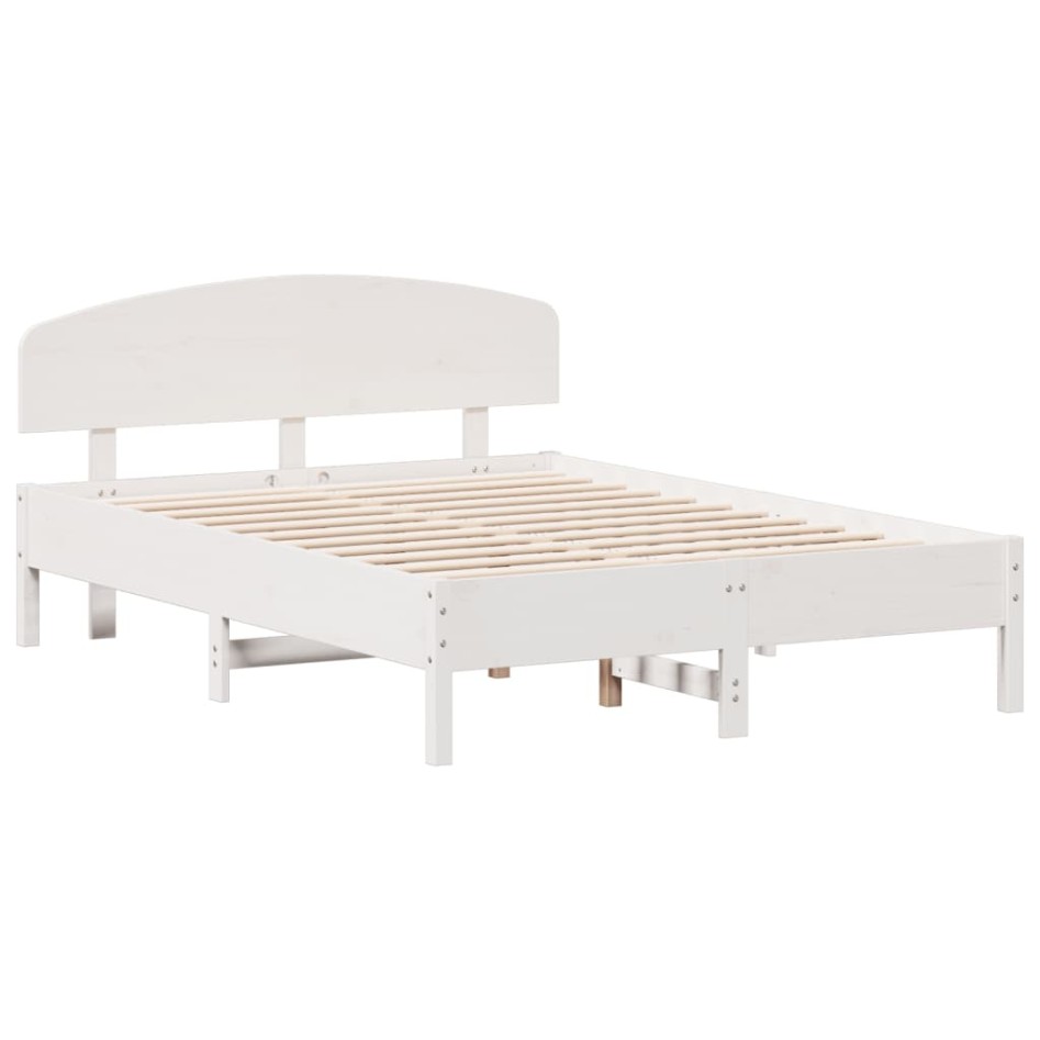 Estructura de cama sin colchón madera maciza blanca 120x190