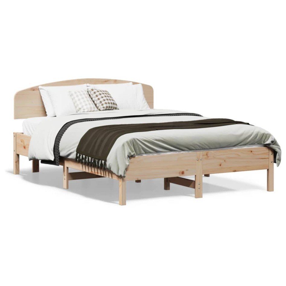 Estructura de cama sin colchón madera maciza de pino 135x190