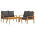 Set de muebles para jardín 3 piezas con cojines madera