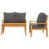 Set de muebles para jardín 3 piezas con cojines madera