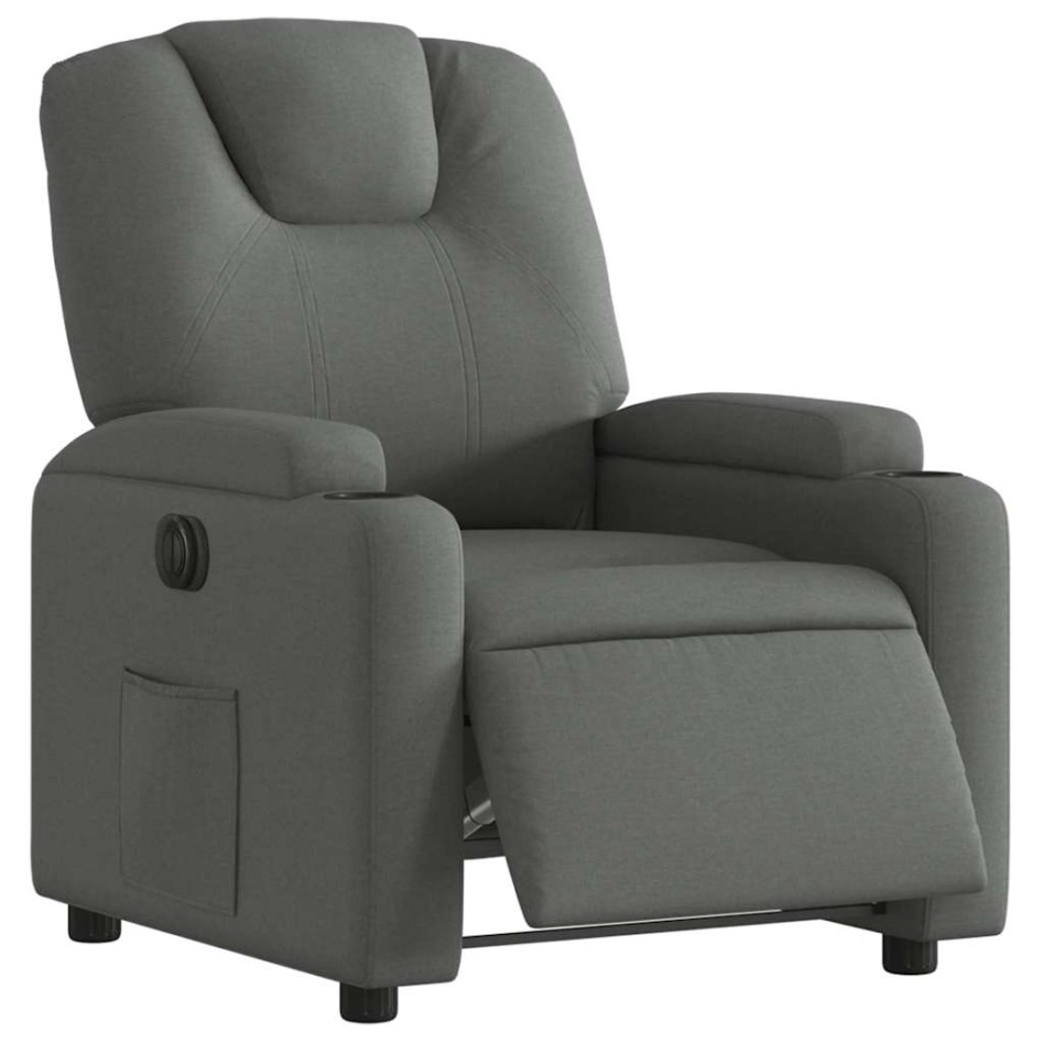 Sillón reclinable eléctrico de tela gris