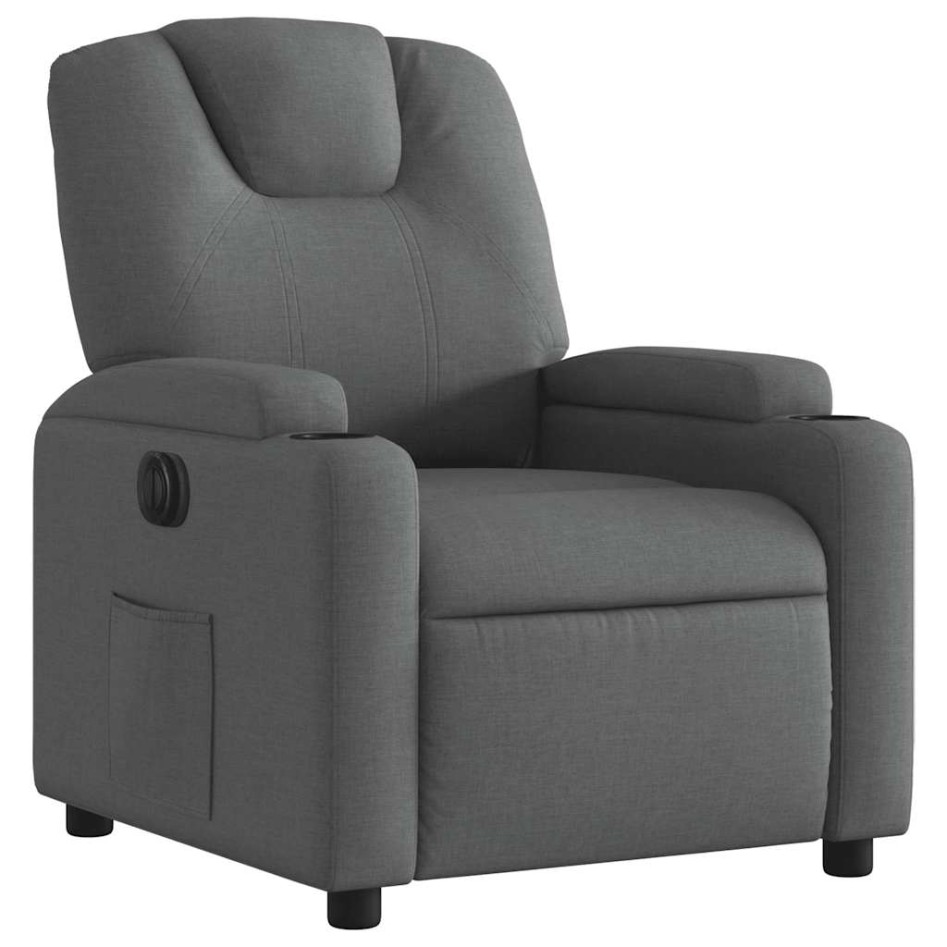 Sillón reclinable eléctrico de tela gris
