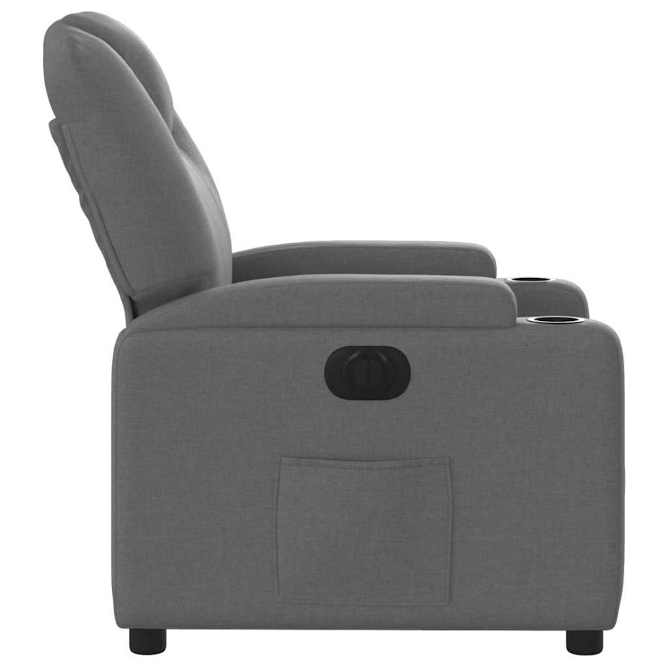 Sillón reclinable eléctrico de tela gris