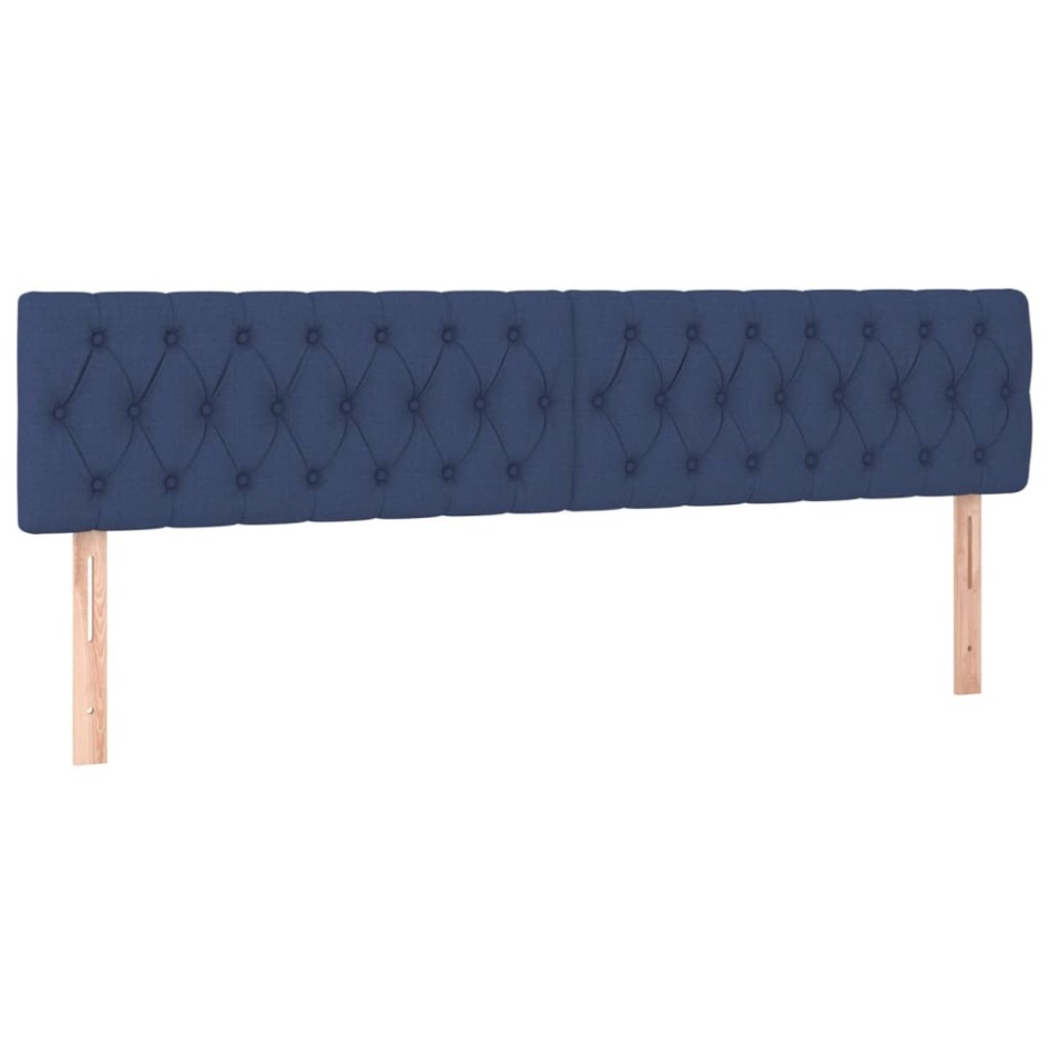 Cama box spring con colchón y luces LED tela azul 120x190