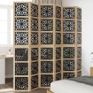 Biombo separador 6 paneles madera maciza Paulownia marrón negro