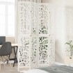 Biombo separador de 4 paneles madera maciza Paulownia blanco