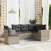 Set de sofás jardín y cojines 5 pzas ratán sintético gris claro