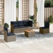 Set de sofás de jardín 6 pzas con cojines ratán sintético gris