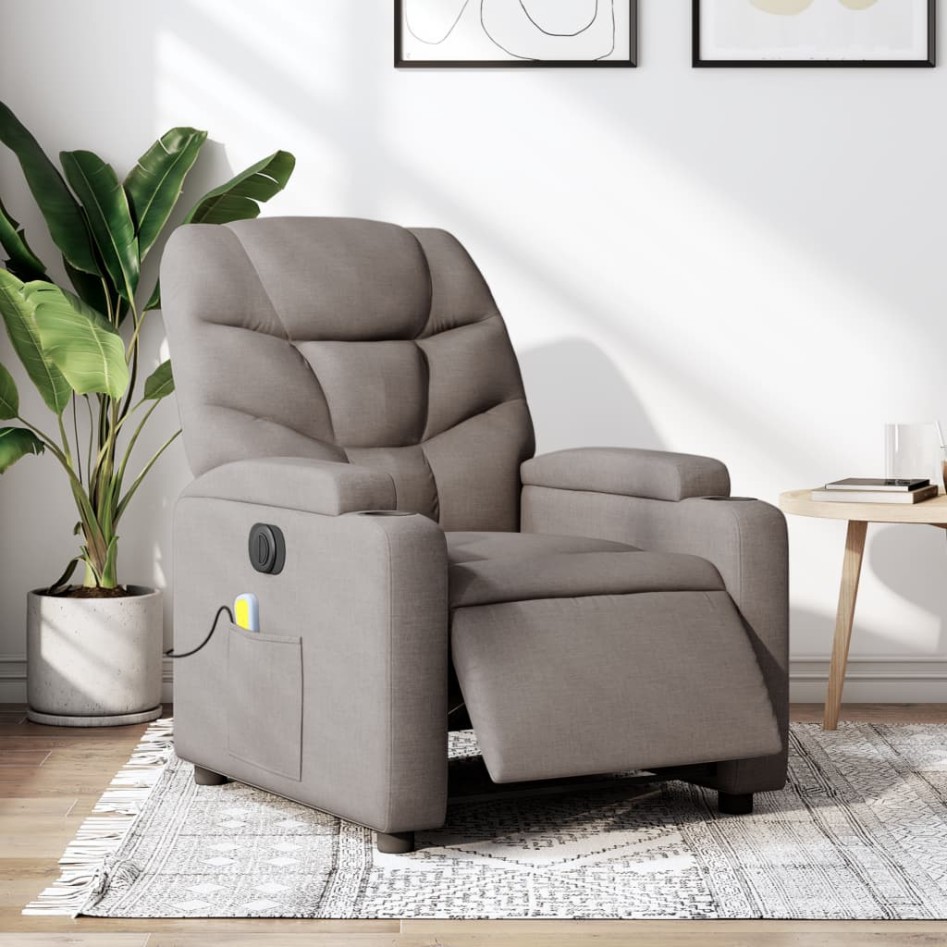Sillón reclinable de masaje eléctrico tela gris