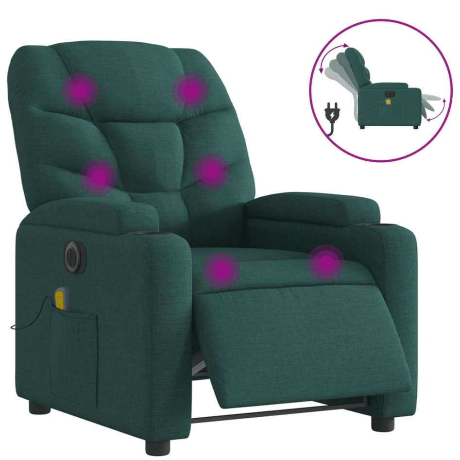 Sillón reclinable de masaje eléctrico tela verde