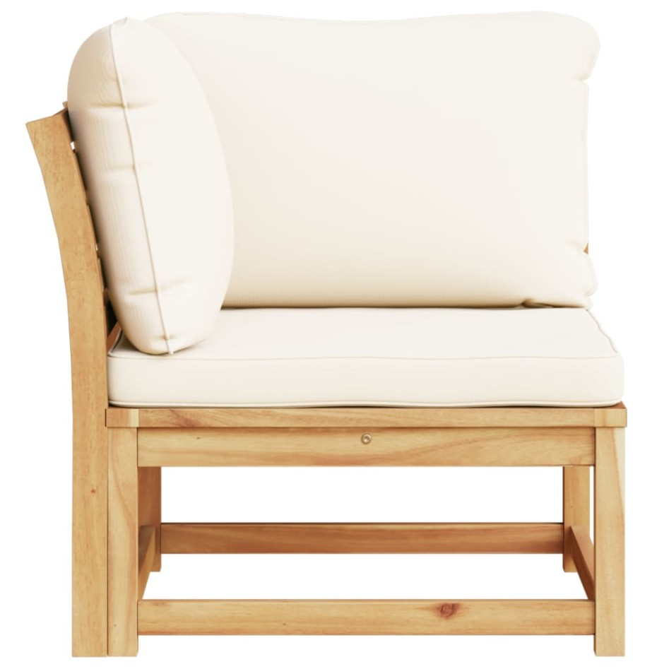 Sofá de jardín de esquina y cojines acacia maciza 73x73x65