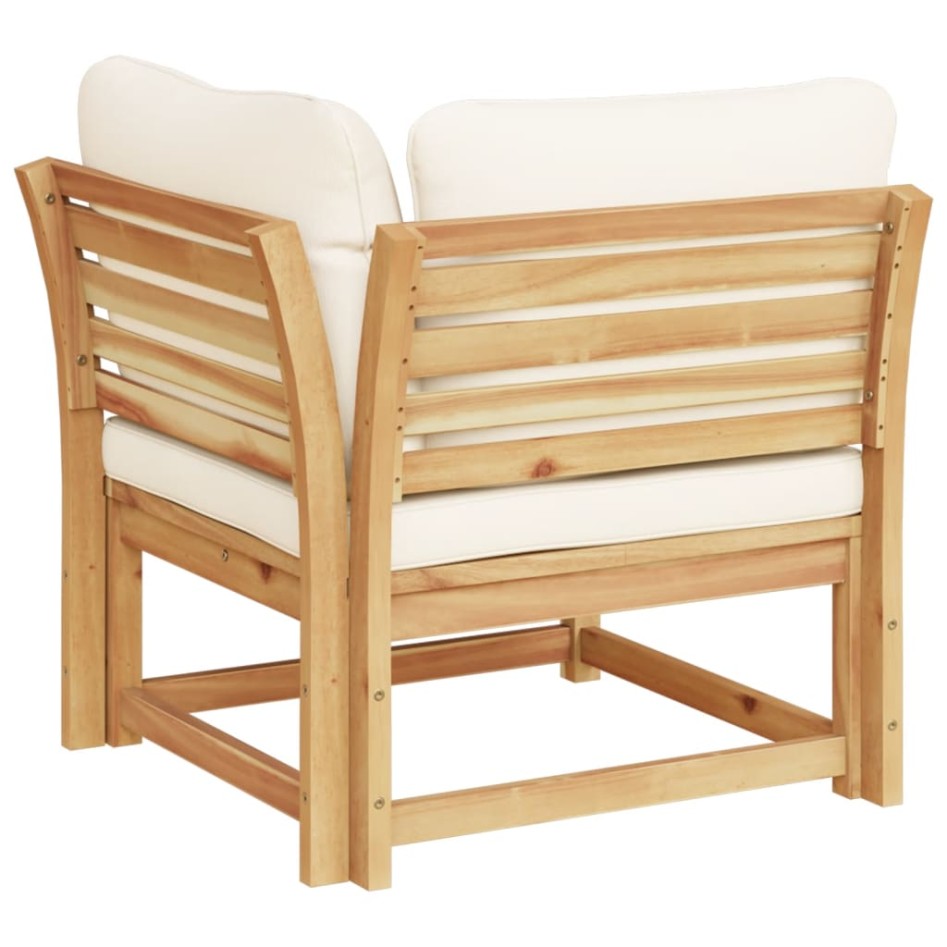 Sofá de jardín de esquina y cojines acacia maciza 73x73x65