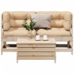 Juego de muebles de jardín 3 pzas y cojines madera maciza pino