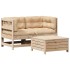 Juego de muebles de jardín 3 pzas y cojines madera maciza