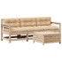 Juego de muebles de jardín 4 pzas y cojines madera maciza