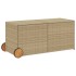Caja de almacenaje jardín con ruedas ratán PE beige mezcla