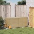 Caja de almacenaje jardín con ruedas ratán PE beige mezcla