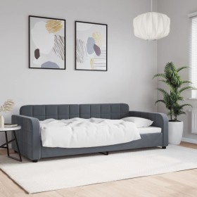 Sofá cama sin colchón terciopelo gris oscuro 90x200