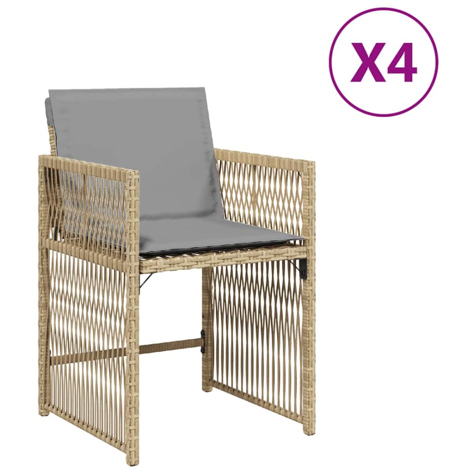 Sillones jardín con cojines 4 uds ratán sintético beige