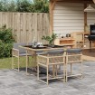 Set comedor de jardín 5 pzas con cojines ratán sintético beige