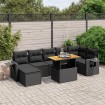 Set de sofás de jardín 8 piezas y cojines ratán sintético negro