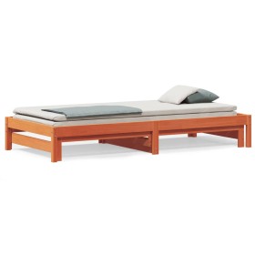 Sofá cama nido madera maciza de pino marrón cera 80x200