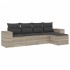 Set de sofás jardín y cojines 5 pzas ratán sintético gris