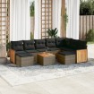 Set de sofás de jardín 10 pzas con cojines ratán sintético gris