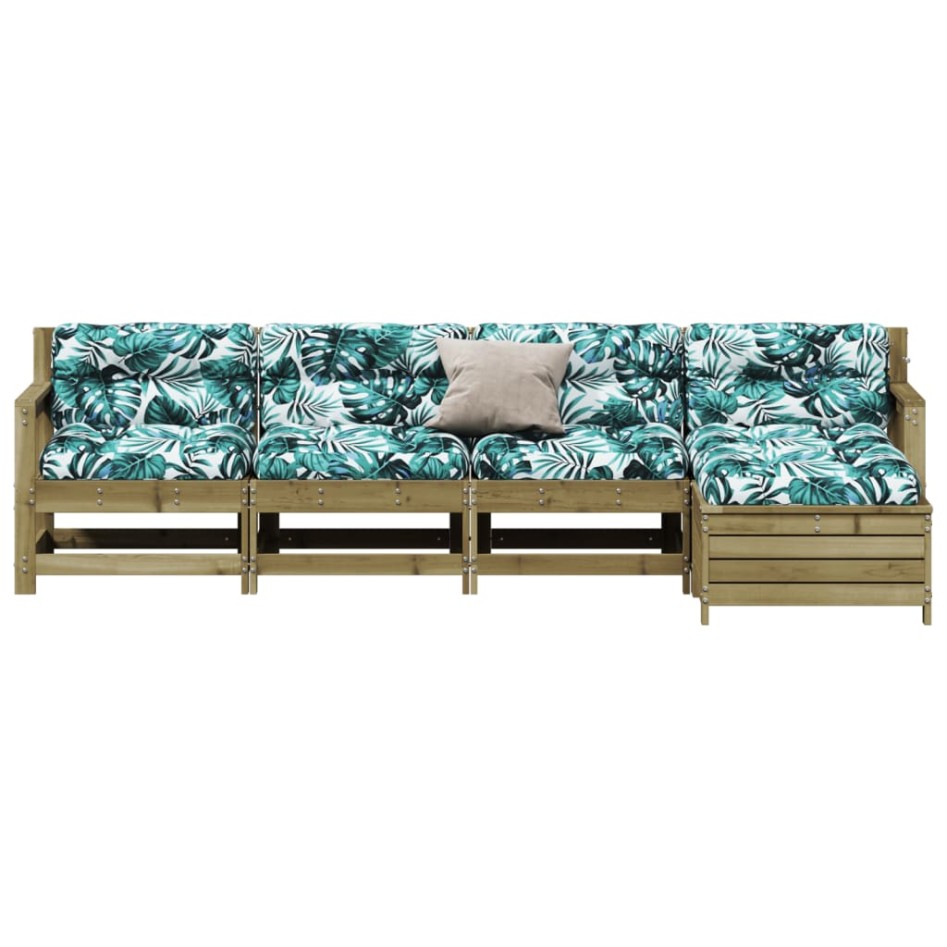 Juego de muebles jardín 5 pzas y cojines madera pino