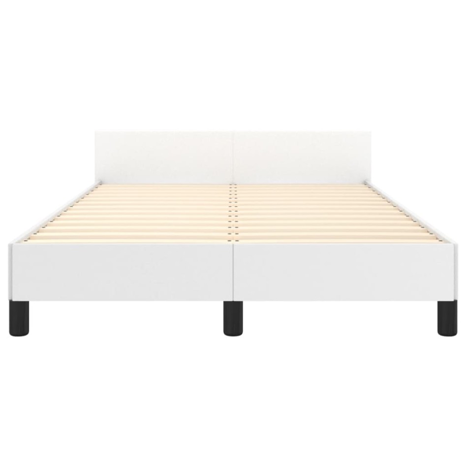 Estructura de cama sin colchón cuero sintético blanco