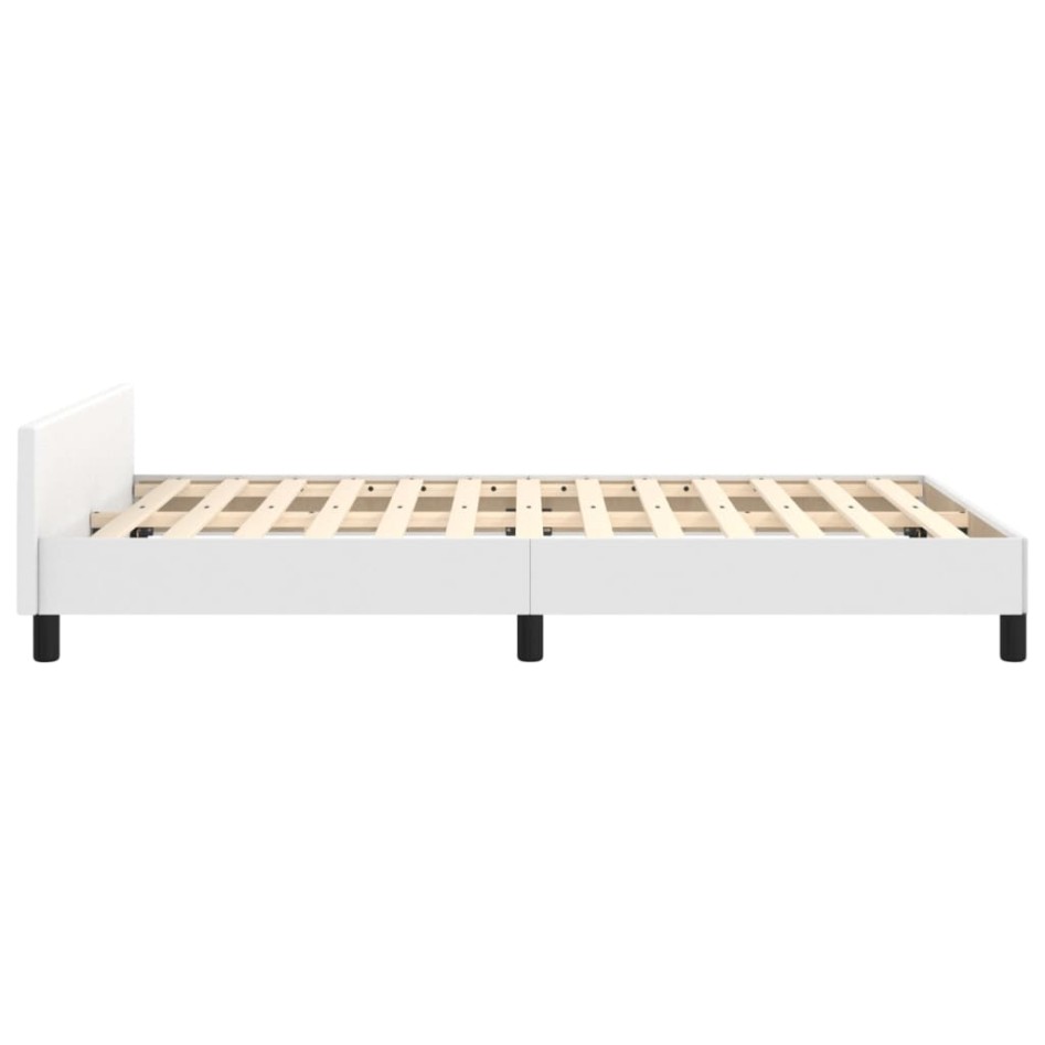 Estructura de cama sin colchón cuero sintético blanco