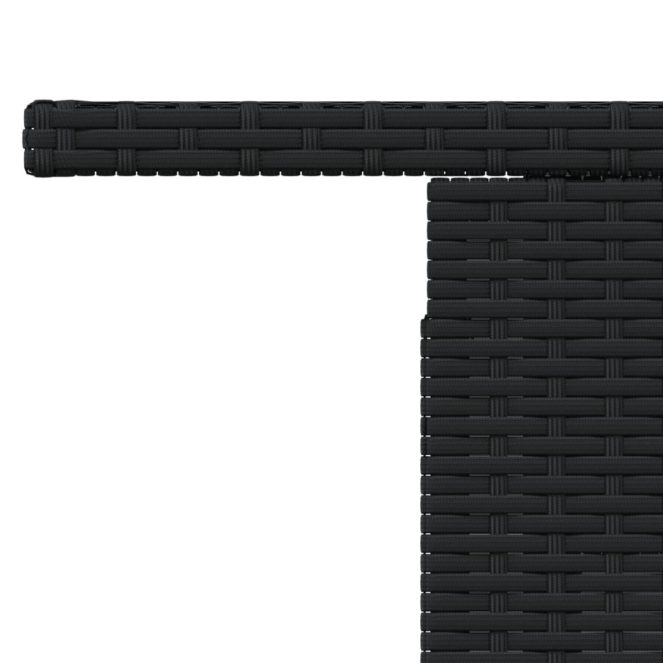Mesa de jardín superficie de vidrio ratán PE negro 100x55x73