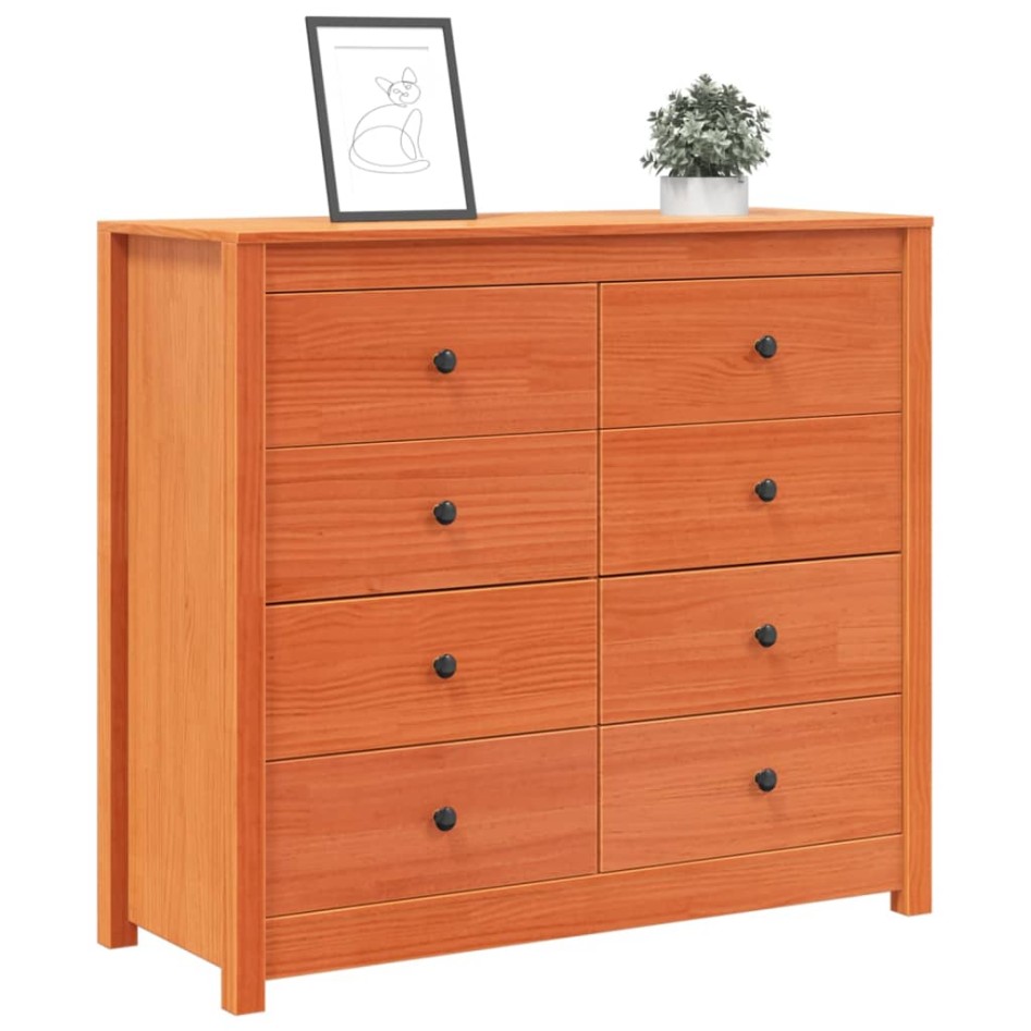 Armario auxiliar madera maciza de pino marrón cera 100x40x90