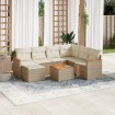 Juego de sofás de jardín con cojines beige 8 pzas ratán PE
