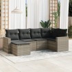 Set de sofás de jardín 6 pzas y cojines ratán sintético gris