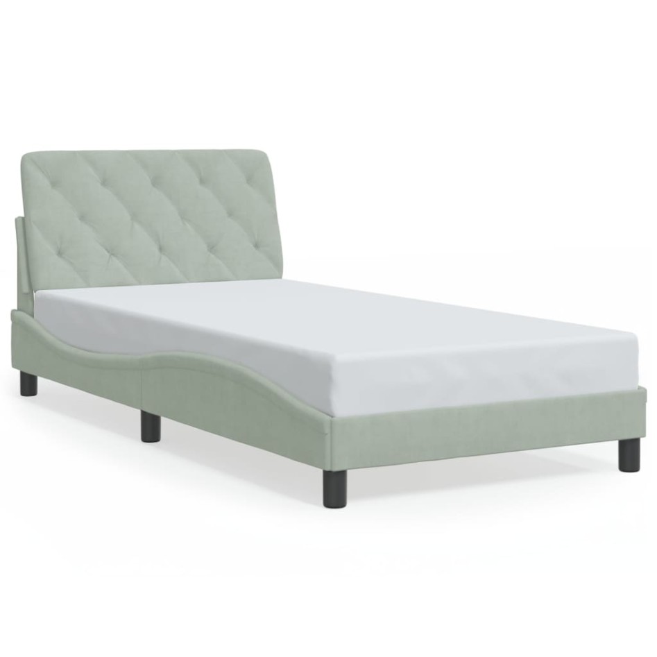 Estructura de cama sin colchón terciopelo gris claro 100x200