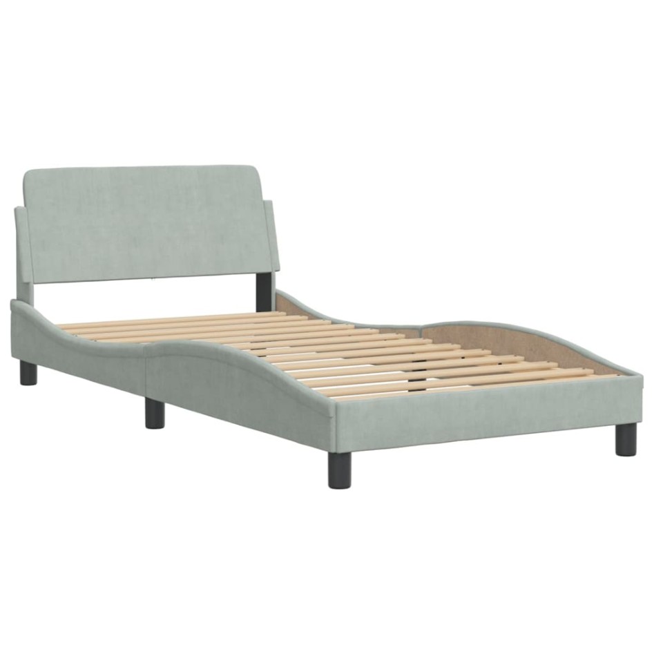 Estructura de cama sin colchón terciopelo gris claro 100x200